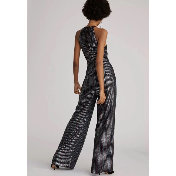 NWT Anthropologie Maeve Disco Halter Jumpsuit Sz 0 | Sequin Party NYE - Picture 2 of 8